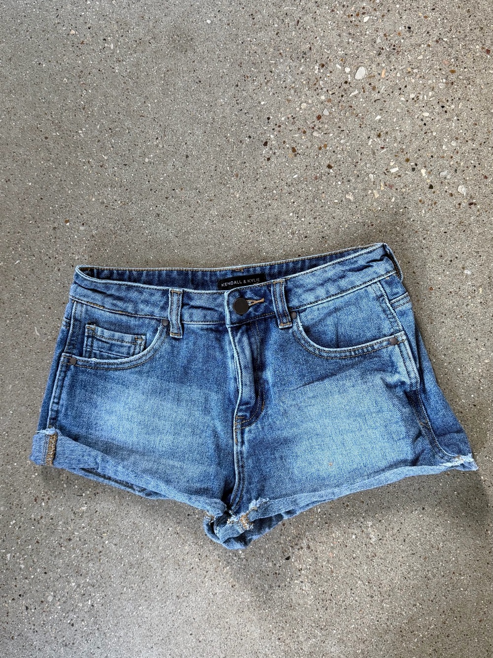 Kendall & Kylie Medium Blue Denim Cuffed Women's Shorts